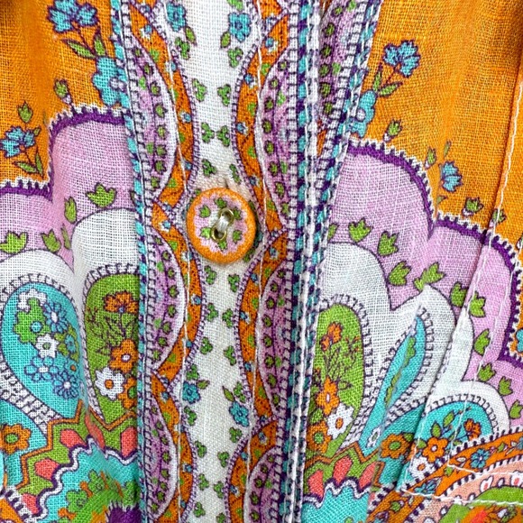 Zimmermann Lola Linen Romper Paisley Button Front Pockets Size 2 NO BELT Resort - Picture 7 of 14